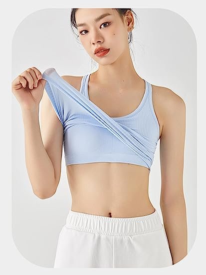 Workout Short Racerback Tank Tops for Women with Built in Bra