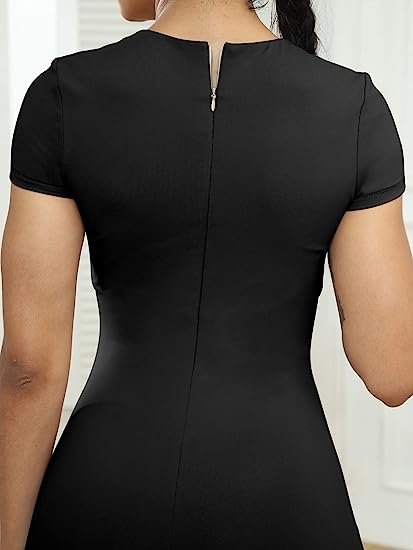 Workout Rompers Unitard Bodysuit For Women Yoga One Piece Jumpsuits High Neck Short Sleeve