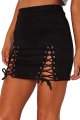 Women's Sexy High Waist Tie Skinny Faux Suede White Slit Skinny Mini Skirt
