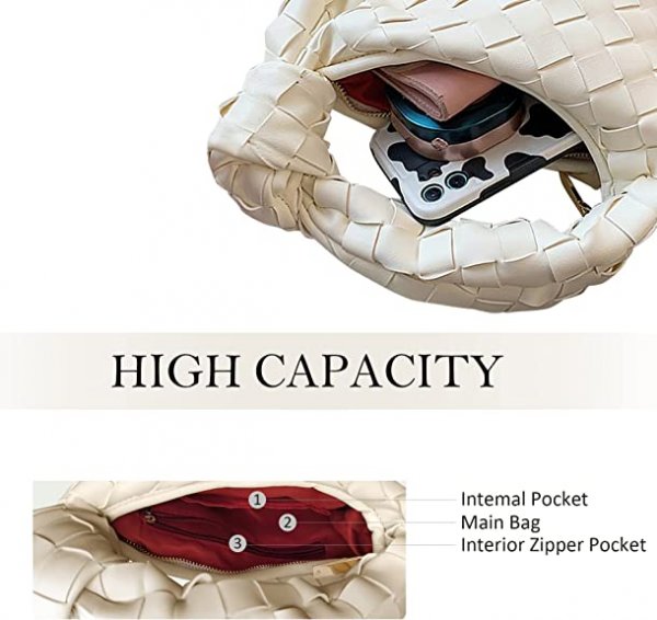 Knoted Woven Handbag for Women Fashion Designer Ladies Hobo Bag Bucket Purse Faux Leather