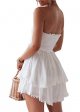 Women's Sexy Off Shoulder Ruffle Romper Cotton Backless Short Jumpsuit